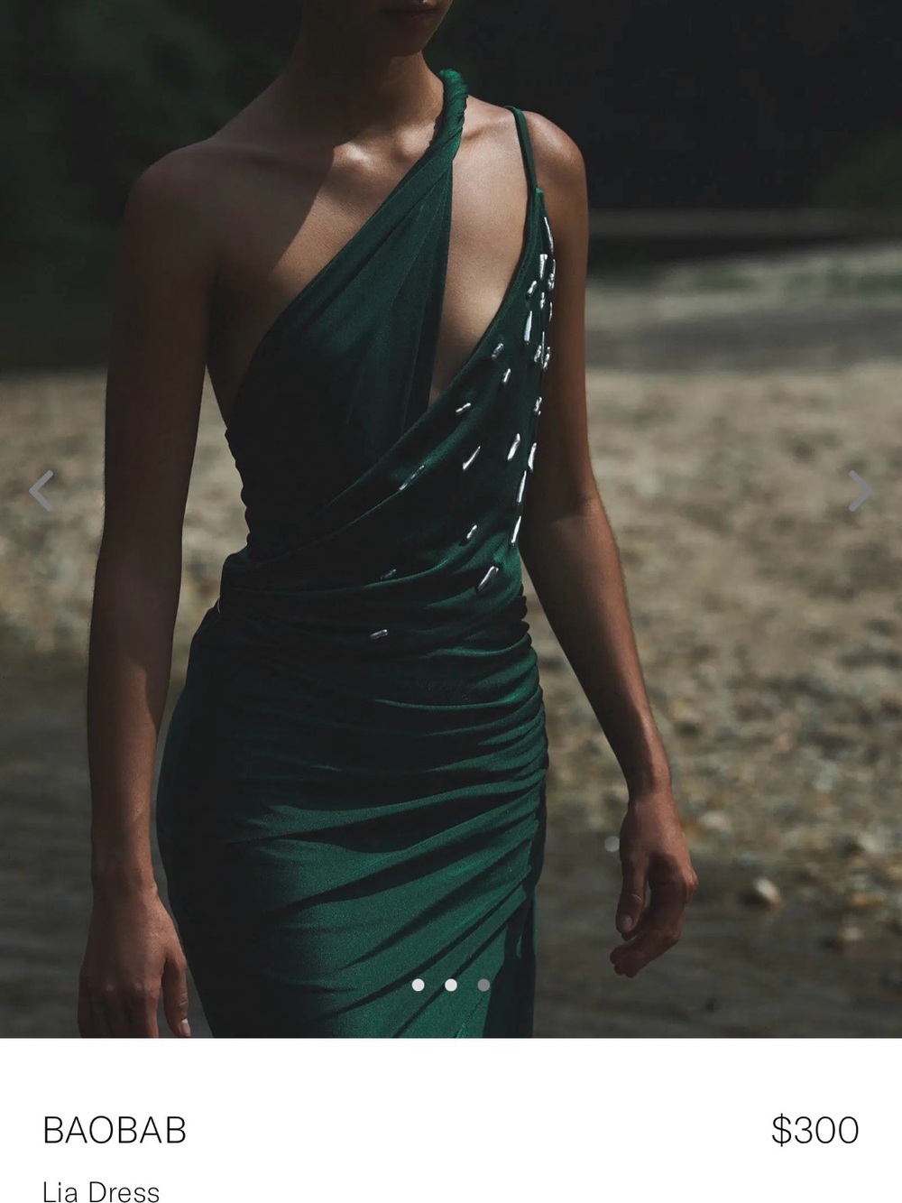 Baobab Dark Emerald One-Shoulder Lia Dress
